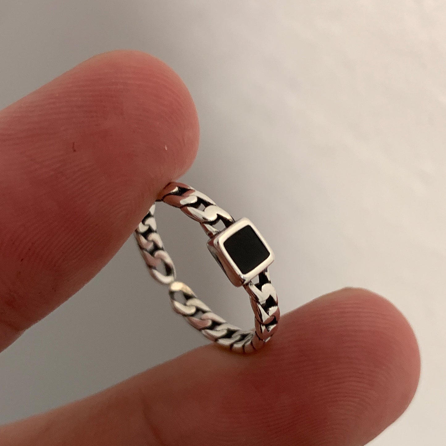 Twisted Black Zirconia Open End Ring