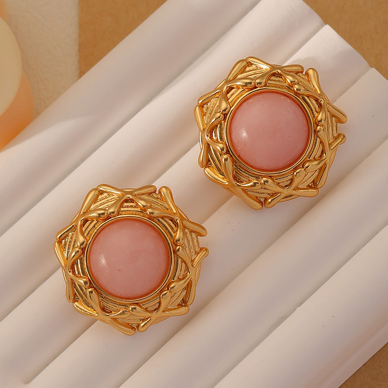 Pink Stone Earrings