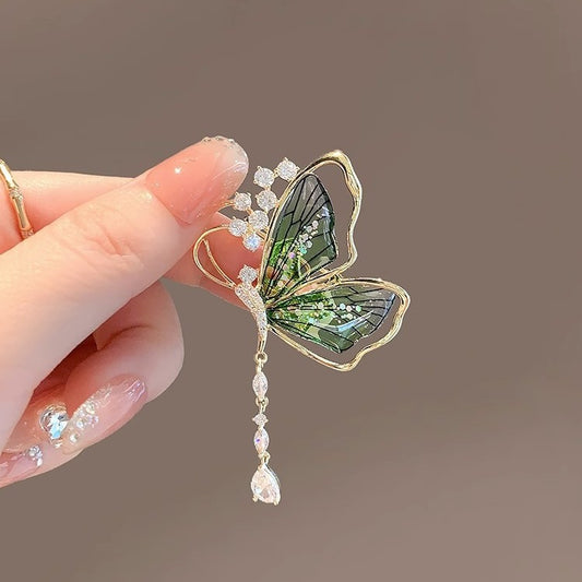 Translucent Tassel Butterfly Brooch