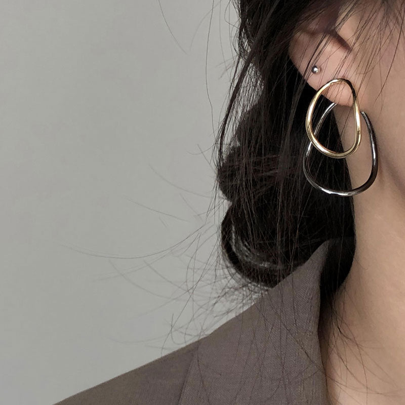 Cool Clash Irregular Curve Drop Oval Earrings