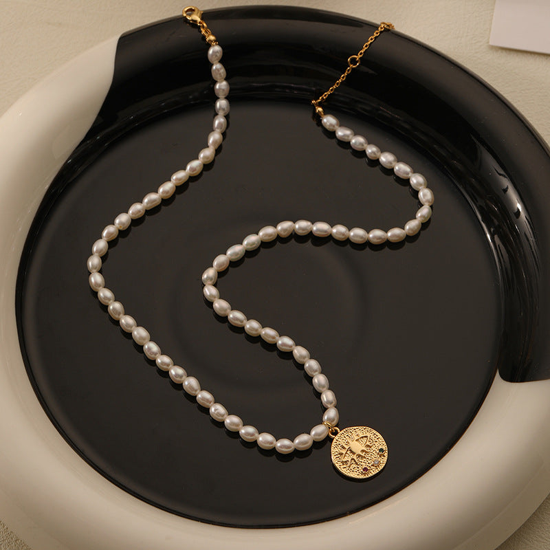 Pearl and Gold Coin Devil's Eye Chain