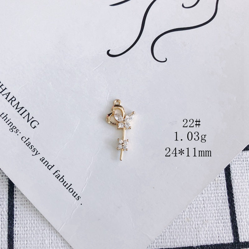 Zircon Moon Stars Mianyang Leaves Fan Small Pendant DIY Accessories