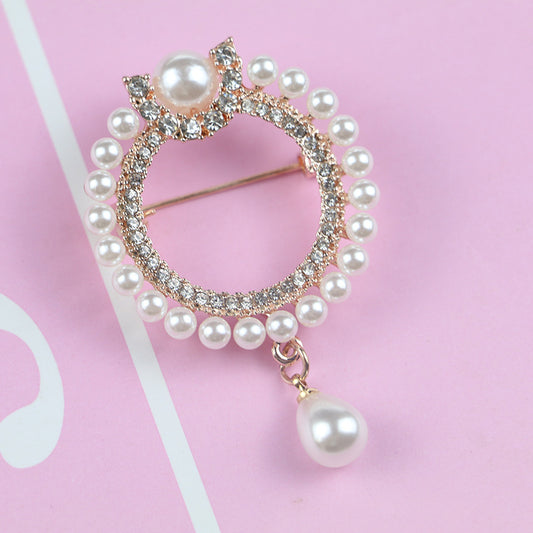 Diamond Pearl Brooch