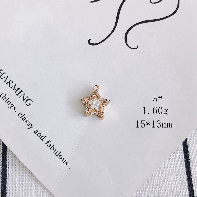 Zircon Moon Stars Mianyang Leaves Fan Small Pendant DIY Accessories