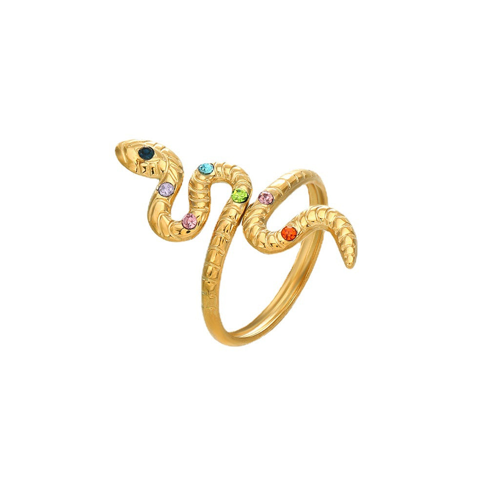 Fashion Color Diamond Set Snake Ring Small Snake Ring