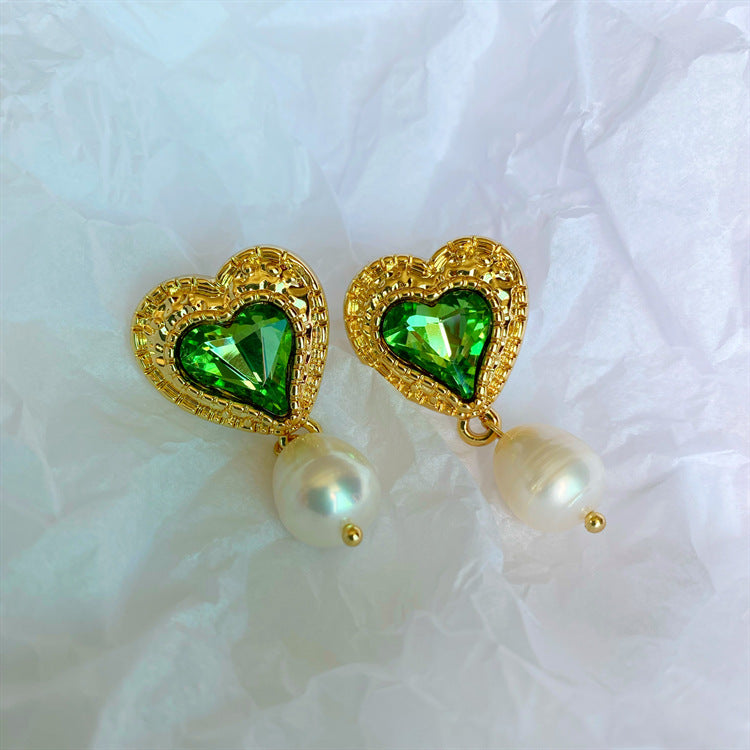 Vintage Heart Natural Freshwater Pearl Earrings