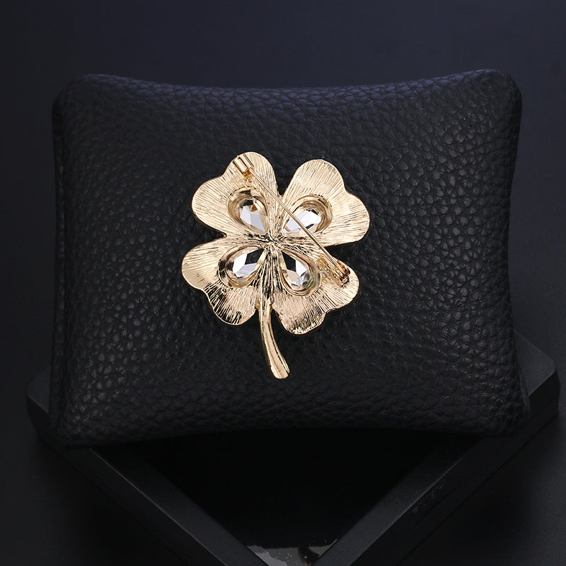 Crystal Clover Brooch