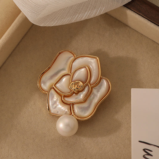 Camellia Natural Mother-of-pearl Brooch