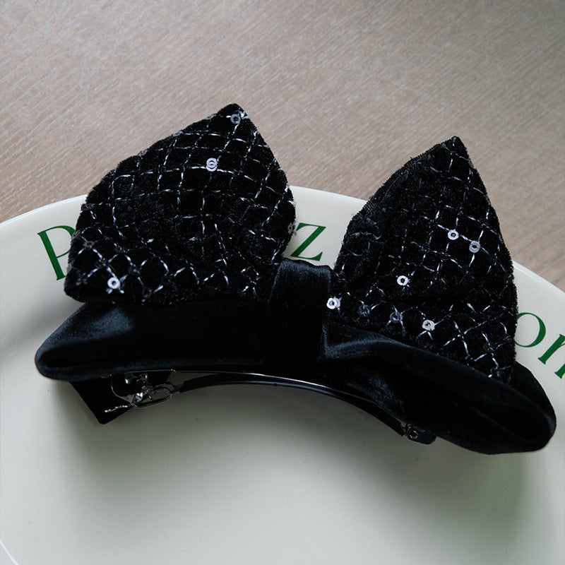 Ears Dimensional Glitter Bow Hair Clips