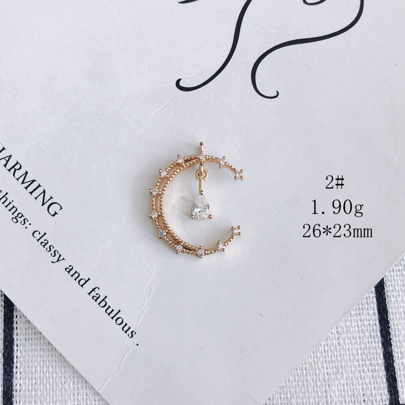 Zircon Moon Stars Mianyang Leaves Fan Small Pendant DIY Accessories