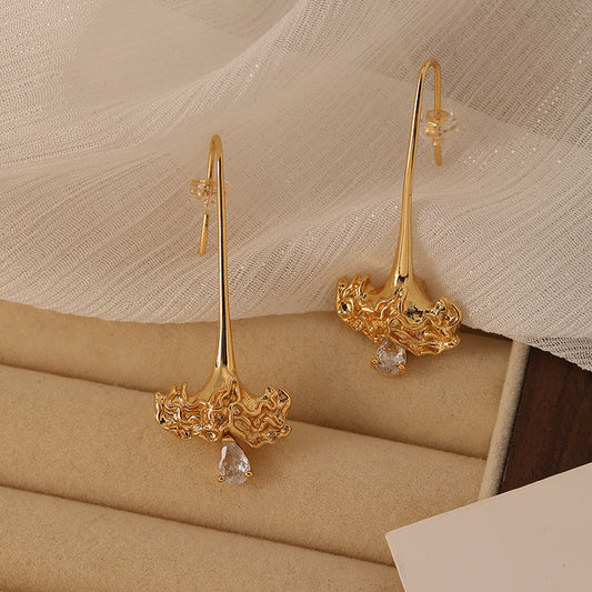 Zirconia Dangle Flower Earrings