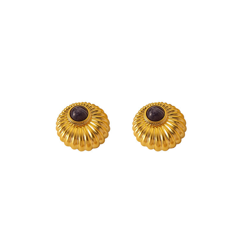 Matte Round Scallop Earrings