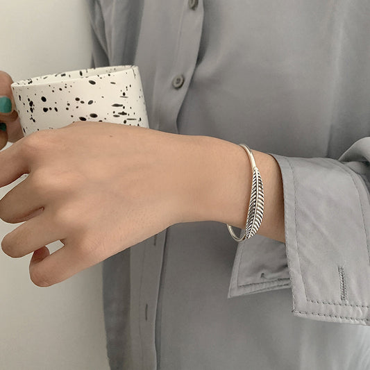 Leaf bracelet delicate open silver jewellery