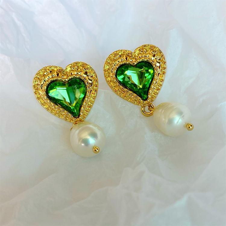 Vintage Heart Natural Freshwater Pearl Earrings