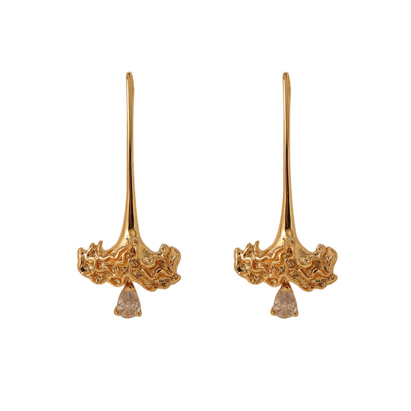 Zirconia Dangle Flower Earrings