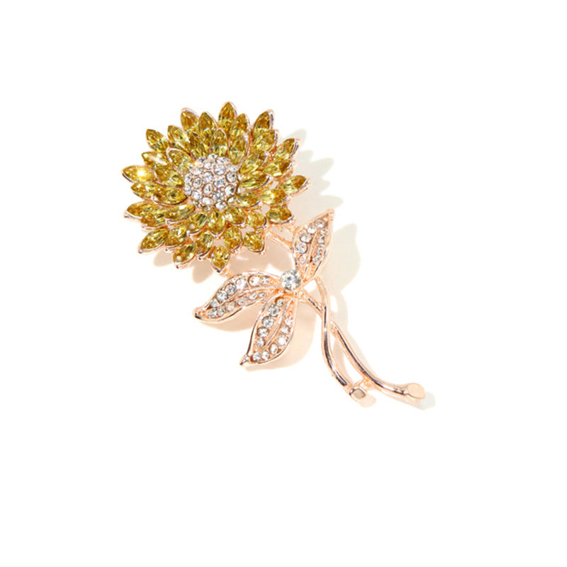 Diamond Sunflower Crystal Brooch