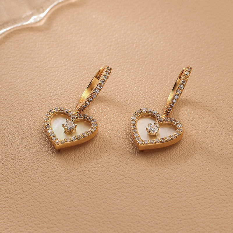 Zircon Love Shell Earrings