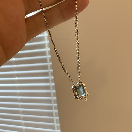 Sterling Silver Blue Zirconia Unique Necklace Niche Designs