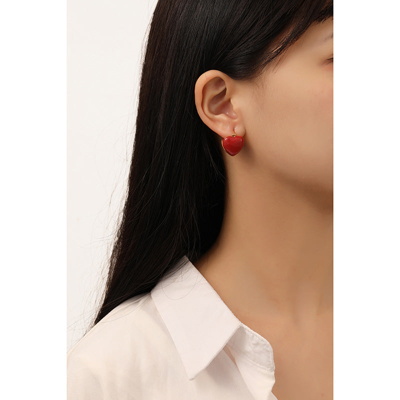 Double-sided Red Dripping Love Earrings