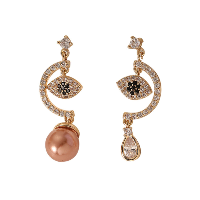 Zirconia Asymmetrical Devil's Eye Earrings