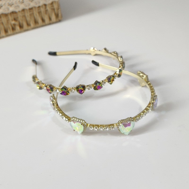 Colourful Diamond Triangle Diamond Heart Hair Bands