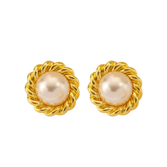 Round Twist Pearl Earrings