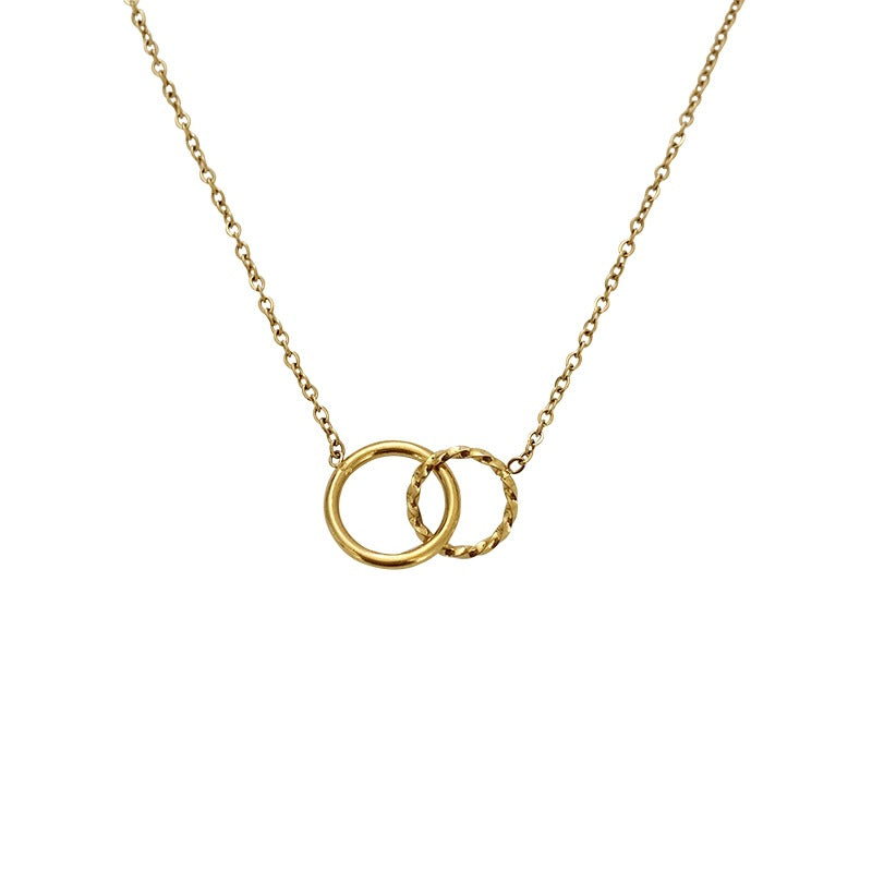 Circle Titanium Steel Necklace with Gold Plated Color