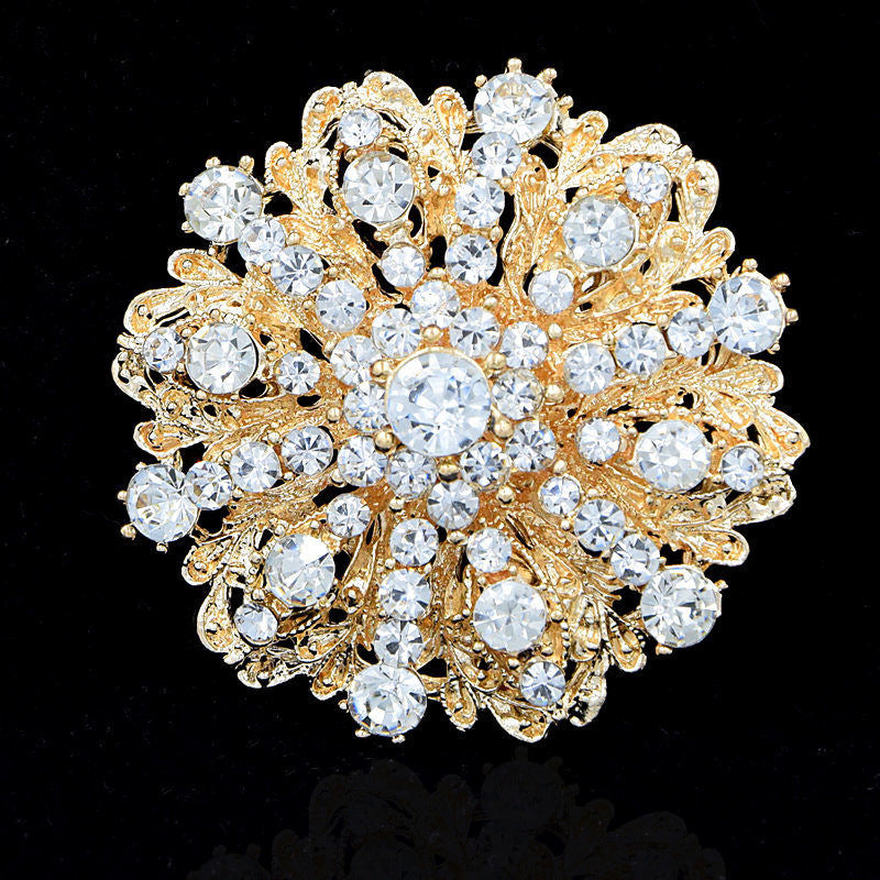 Rhinestone Alloy Large Flower Brooch