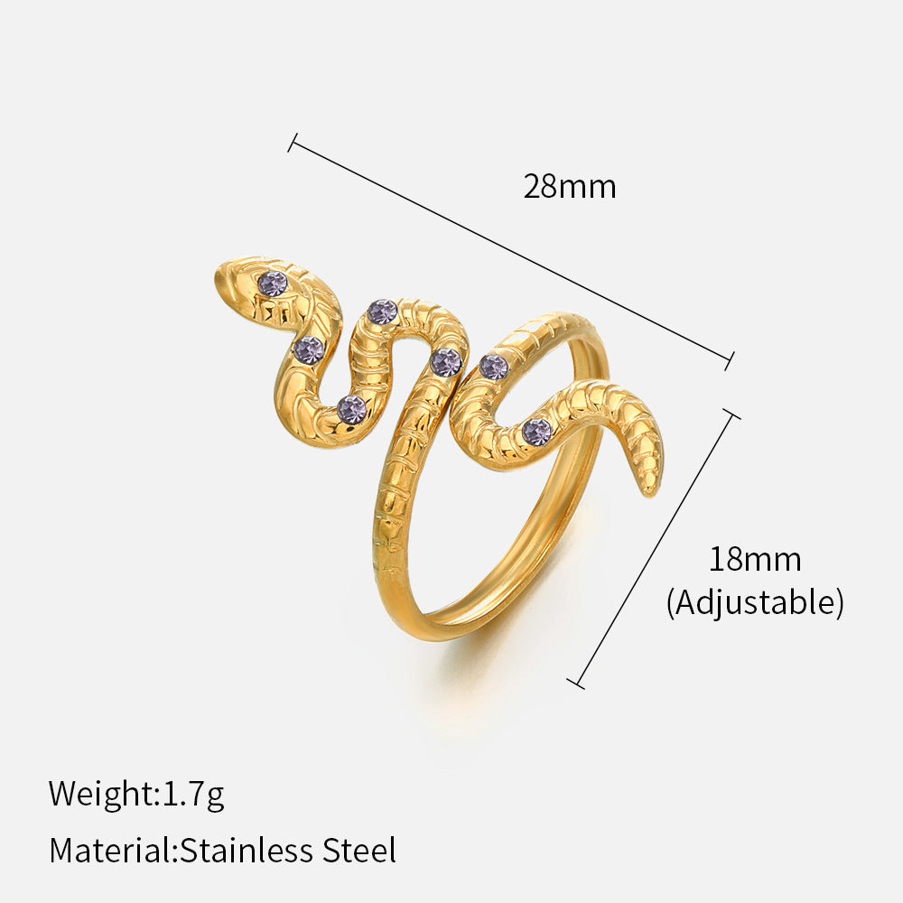 Fashion Color Diamond Set Snake Ring Small Snake Ring