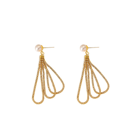 Atmospheric Pearl Long Tassel Earrings