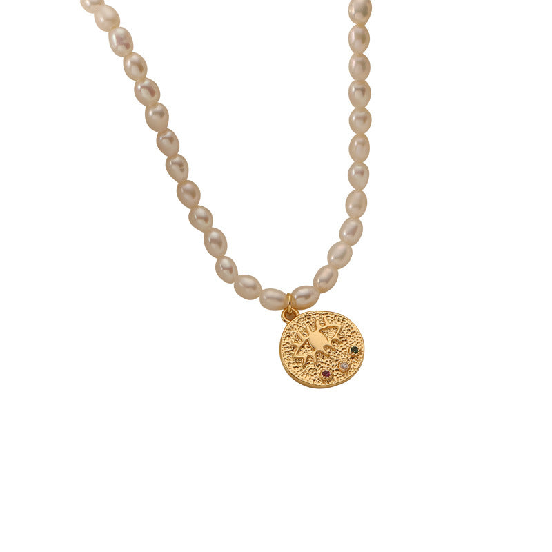 Pearl and Gold Coin Devil's Eye Chain