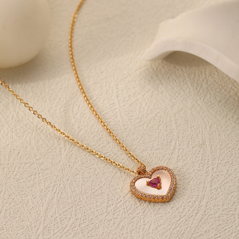 Natural Mother-of-pearl Heart Necklace