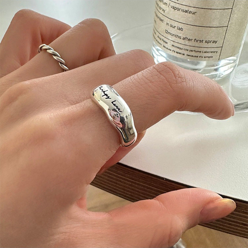 Fashionable Personalised Wide Letter Ring