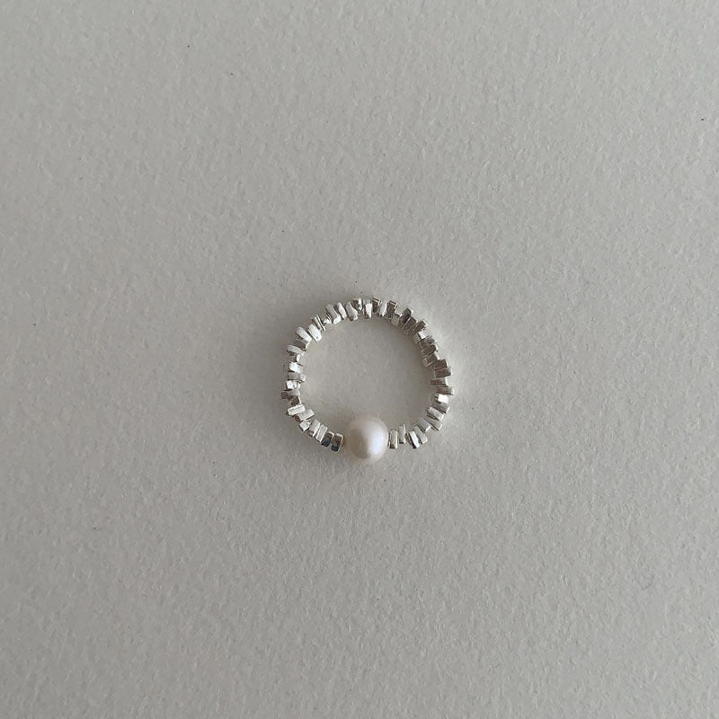 Broken Silver Beaded Ring