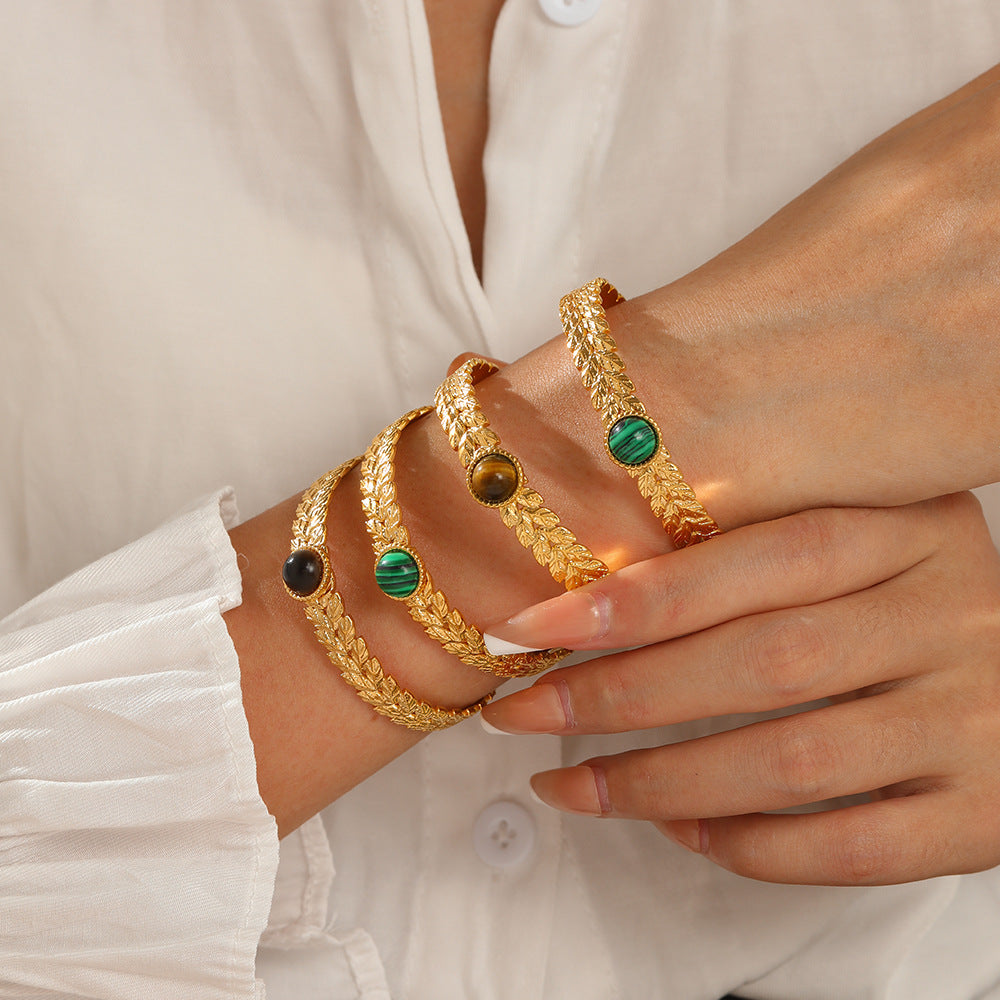 Vintage Natural Stone Wheat Adjustable Bracelet