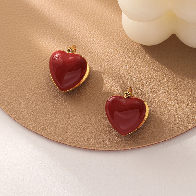 Double-sided Red Dripping Love Earrings