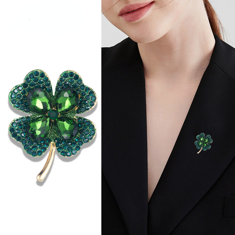 Crystal Clover Brooch