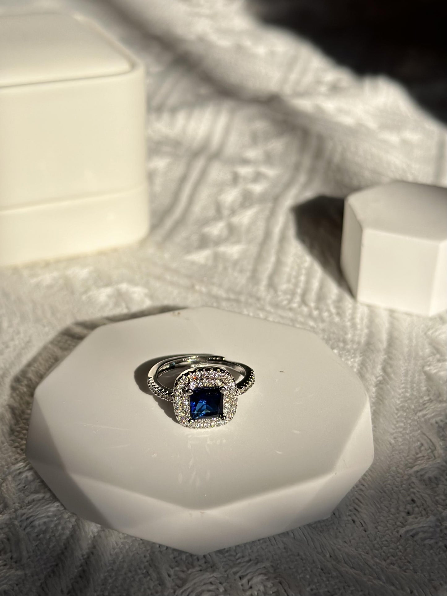 Classic oversized square imitation D moissanite ring