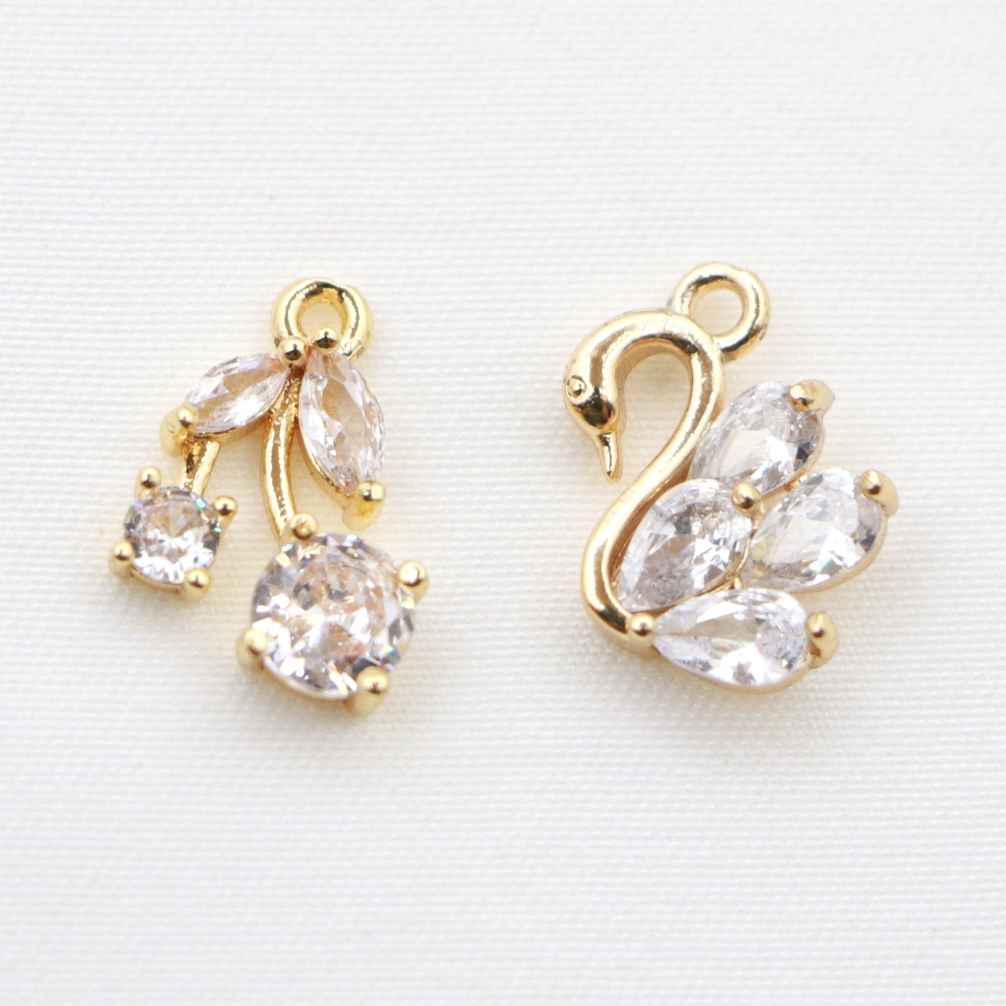 14k Set Zirconia Moon Butterfly Swan Rose Pendant Diy Necklace Earrings Pendant Material