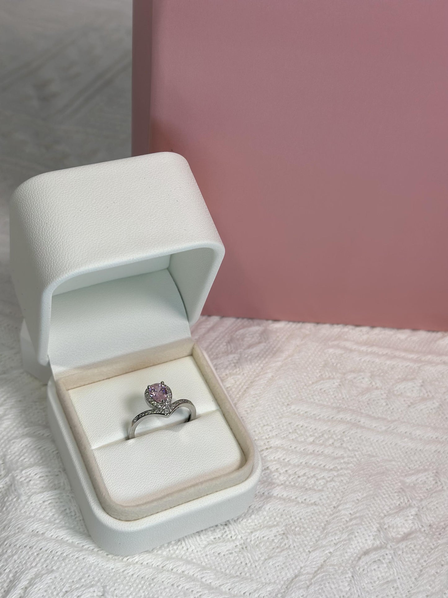 Crown Brilliant Princess Pink Engagement Ring