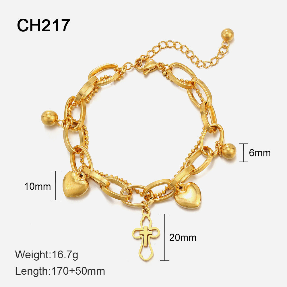 Vintage Fashion Double Cross Stainless Steel Bracelet